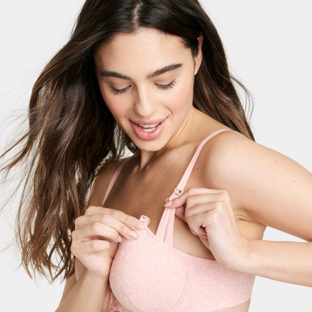 Women's Nursing Lace T-Shirt Bra - Auden Pink - Picture 4 of 9